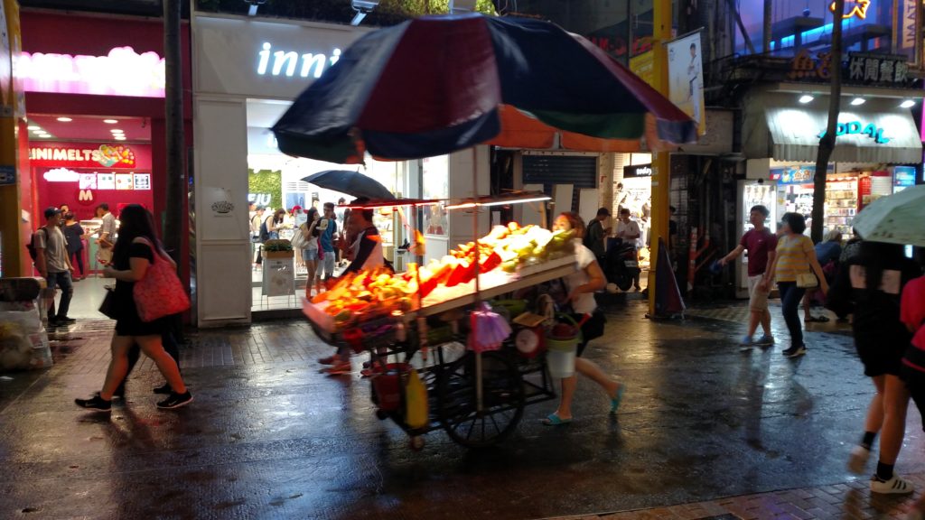 Food stall, moving in the rain